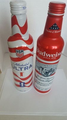MICHELOB ULTRA-FIFA  2026 & BUDWEISER  150 YEARS 16 oz ALUMINUM  TOP OPEN  EMPTY