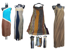 Vestito Donna Estate Casual Lungo Leggero Righe ClaudiaGil Viscosa Lino Bretelle