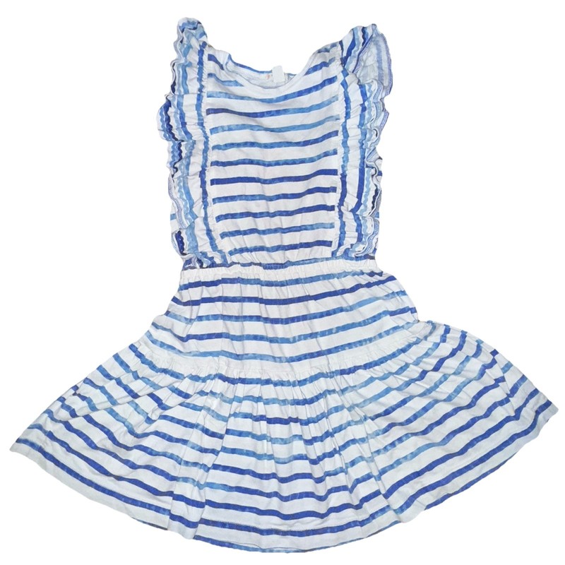 Crewcuts Blue/white Striped Dress with Ruffled Sleeves - Size M