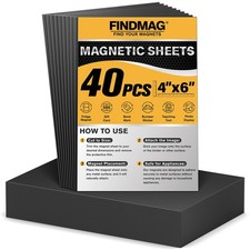 FINDMAG 40PK 4x6" Flexible Magnetic Adhesive Sheets for Crafts & Projects