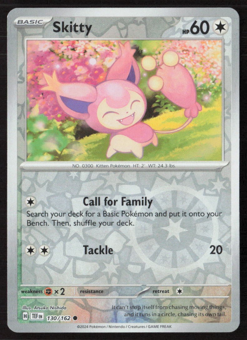 Skitty 130/162 Common Temporal Forces Pokemon Reverse Holo Near Mint