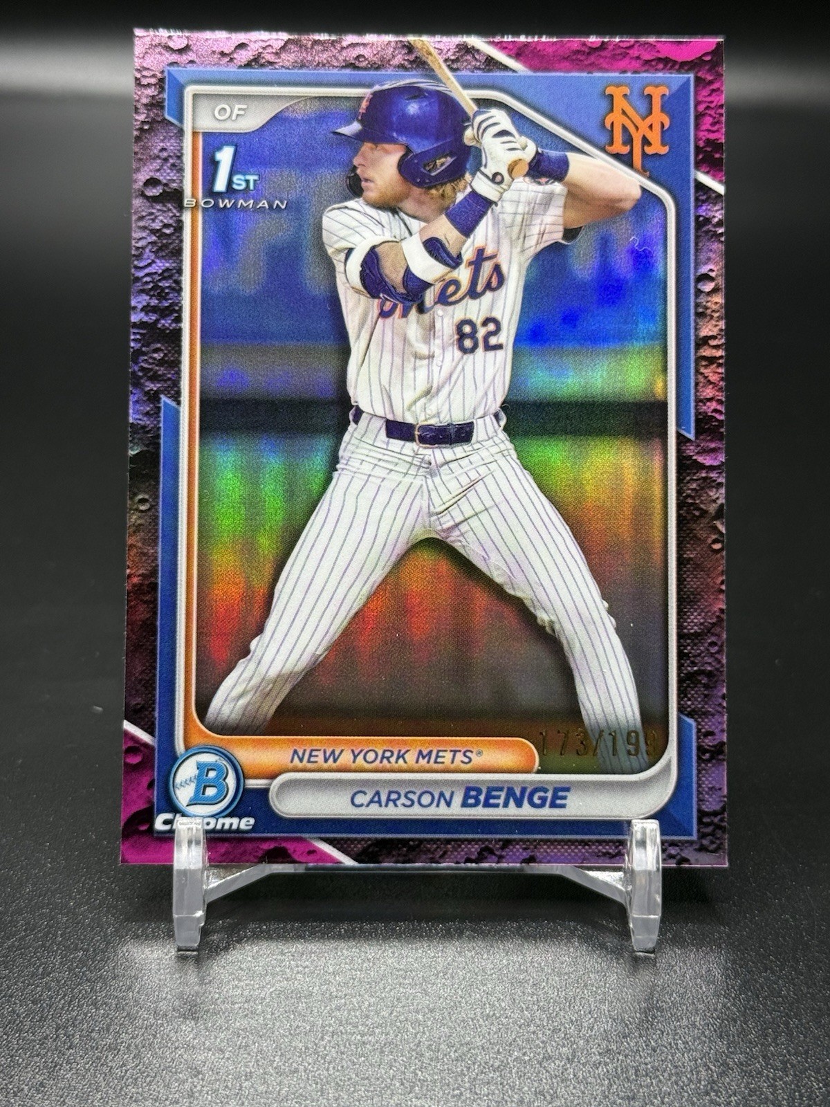 2024 Bowman Draft Chrome Carson Benge #BDC-28 Fuchsia Lunar Refractor /199 (RC)