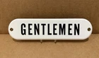 Vintage Porcelain Gentlemen Sign Bathroom Restroom Men School Wall Decor