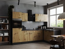 Küche Küchenzeile Winkelküche Grau Matt Artisan Eiche Oliver 280x172 cm Respekta