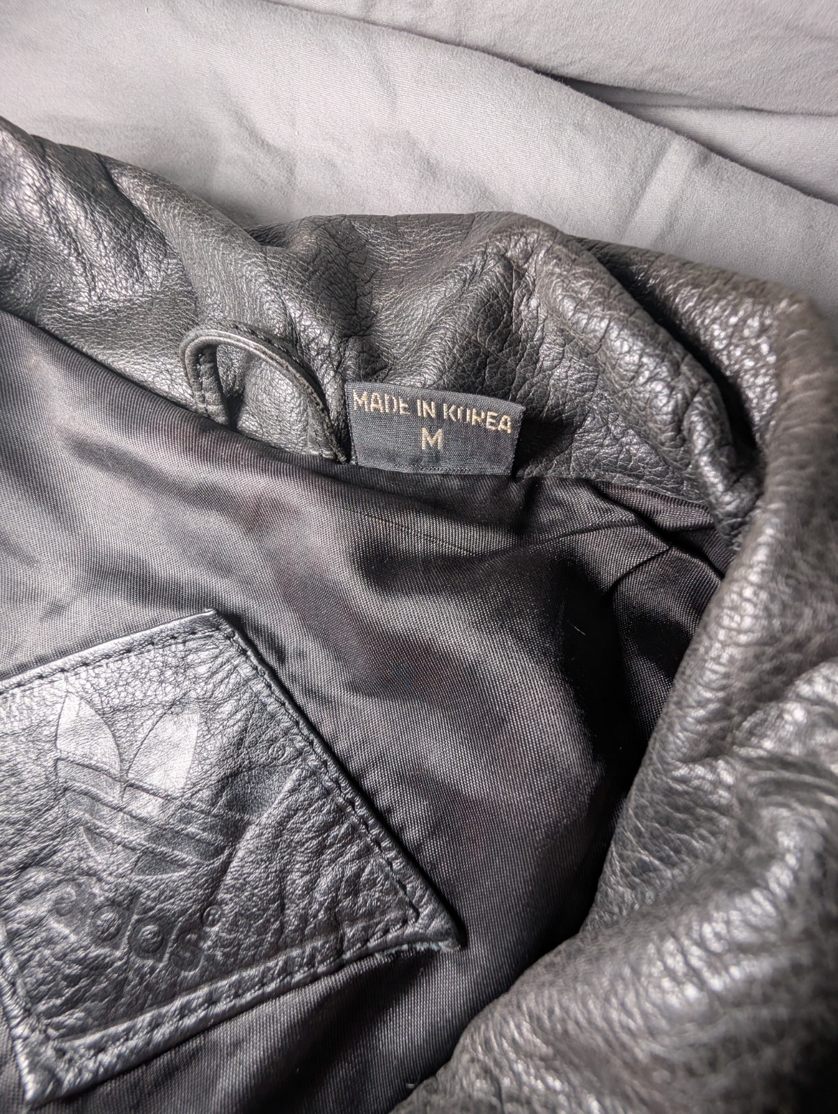 Vintage Adidas Leather A-15 Bomber Jacket Size Medium 80s 90s Run DMC Style image 4