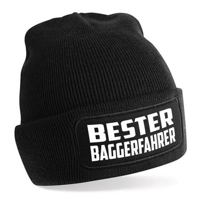 Beanie Mütze mit Spruch BESTER BAGGERFAHRER   Strickmütze Geschenkidee