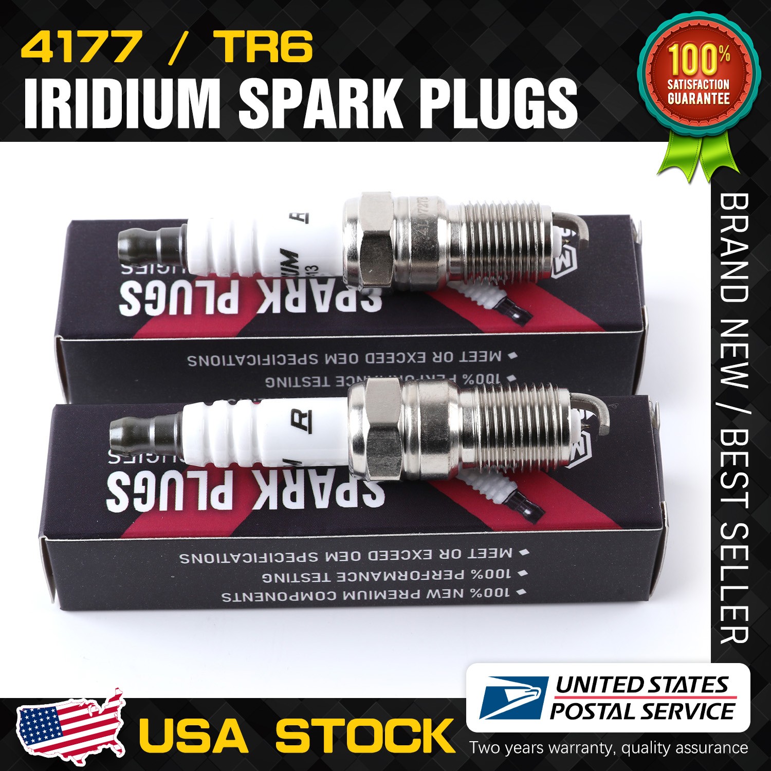 2pcs Fit NGK 4177 TR6 Iridium Spark Plugs for T20NR-U11 SP494 HR7DC HR6DS HR6DC