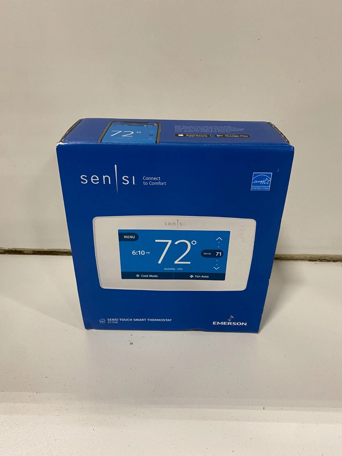 Emerson Sensi Touch Smart Programmable Wi-Fi Thermostat, C-Wire Required-White