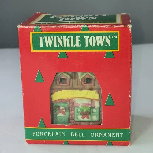 Vintage NOS Twinkle Town Bakery Porcelain Bell Christmas Ornament Light Cover