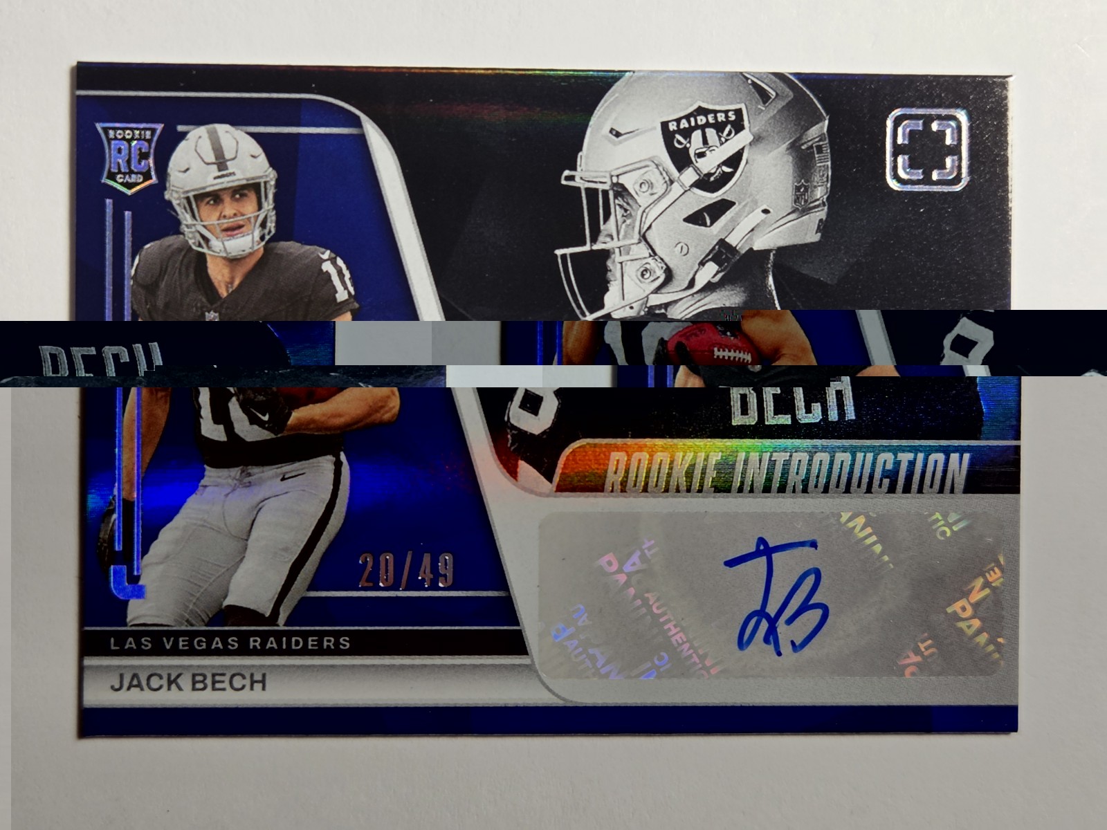 2025 Panini Photogenic Rookie Introduction Auto Jack Bech Raiders /49