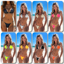 Brasilianischer Perlen Mini Neckholder Triangel Brazilian String Bikini XS-L