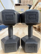 Plastic Hex Dumbbells Pair 10kg x 2 (20kg) USED EX-COMPETITION