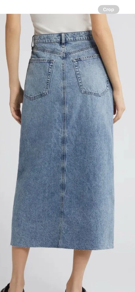 Falda midi Clara azul denim Rag & Bone para mujer lavado medio talla 24 Foto 2 de 4