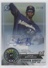 2018 Bowman Scouts' Top 100 Refractor 23/50 Lewis Brinson #BTP-40 Auto 0l1