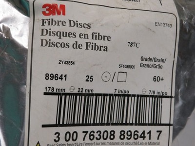 25 ) 3M 89641 FIBRE DISCS 787C GL QUICK CHANGE 7 INCH CERAMIC 60 + (7100099242)