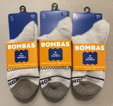 BOMBAS  Merino Wool Blend  Midweight  Quarter Socks  3 Pairs  NWT Size M