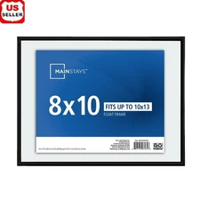 Black Floating Picture Frame 10x13 Inch Display Wall Art Photo Easel Tabletop US