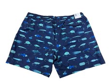 Ocean Coast XXL 6.5" Inseam Men Fish Lure Swim Trunks Blue Liner Pockets NWT