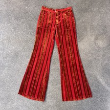 Vintage 1960s Velour Low Rise bootcut flare Pants upholstery tapestry hippie