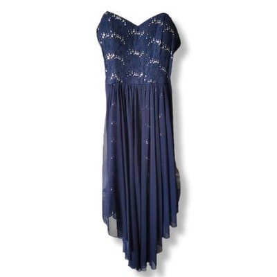 City Triangles Blue Sequin Strapless Midi Dress 3 S Prom Cocktail Party Sparkle