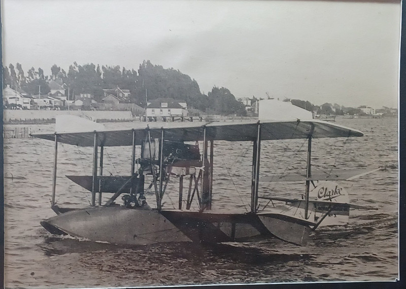 1900's Bi-Plane Curtis Flying Boat Drifting on Water Framed Photo RRGS3