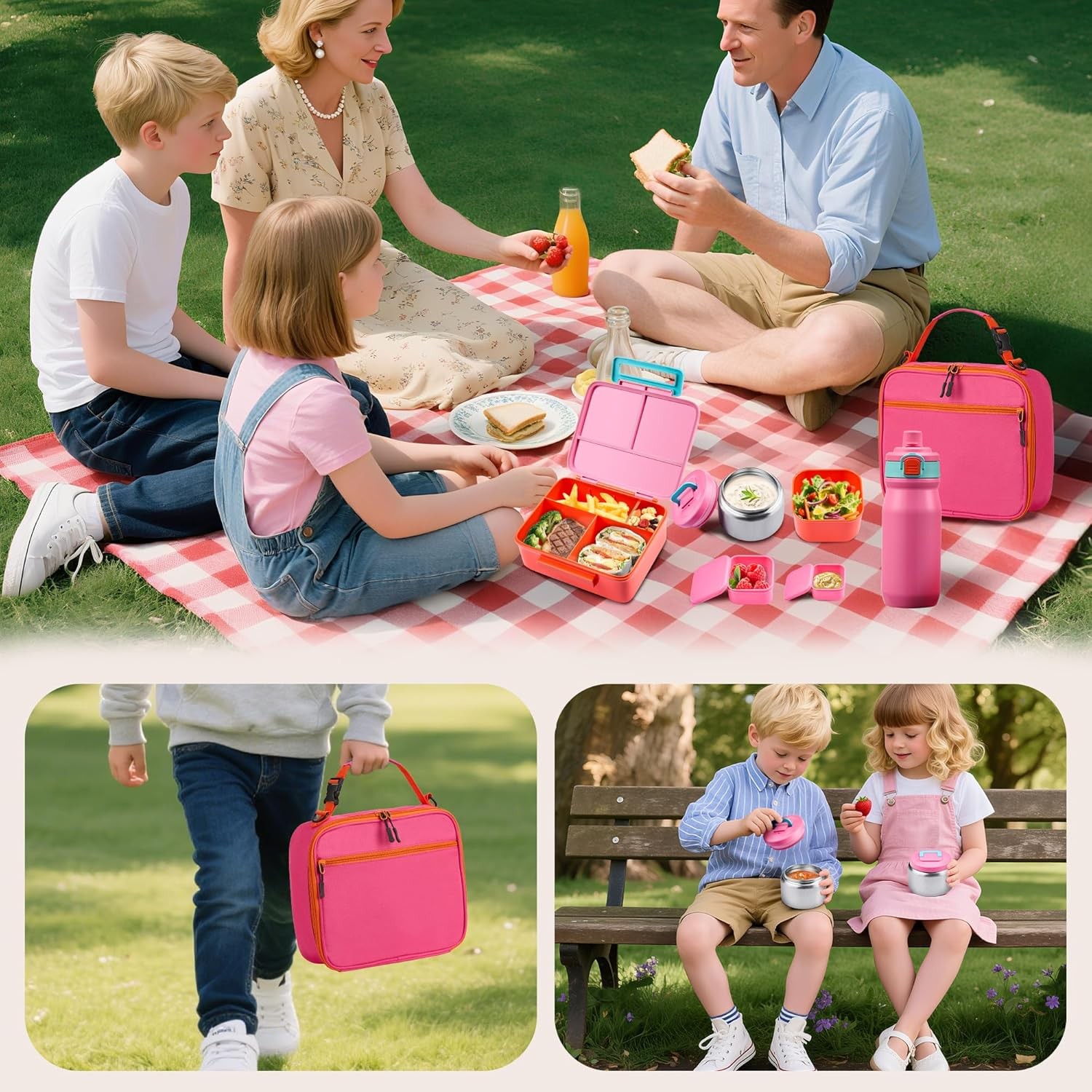Bento Lunch Box for Kids with Thermos, Leakproof Bento Box with 8oz Insulated
