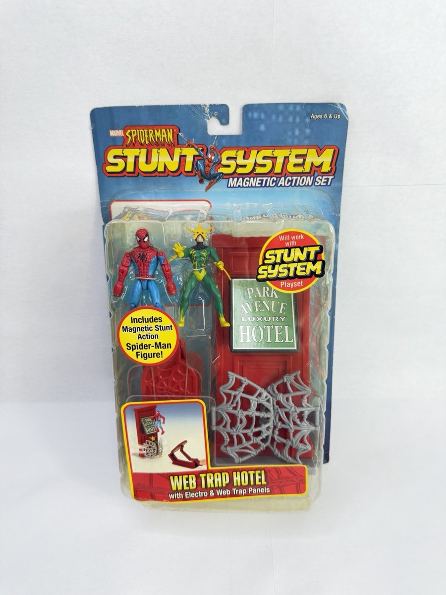 【SPIDER-MAN】スパイダーマン スタントシステム ビンテージのおもちゃ Spider-Man Stunt System Magnetic Action Set Web Trap Hotel w