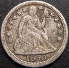 1950 Seated Dime - Full LIBERTY, Gown and Leaf Details Show