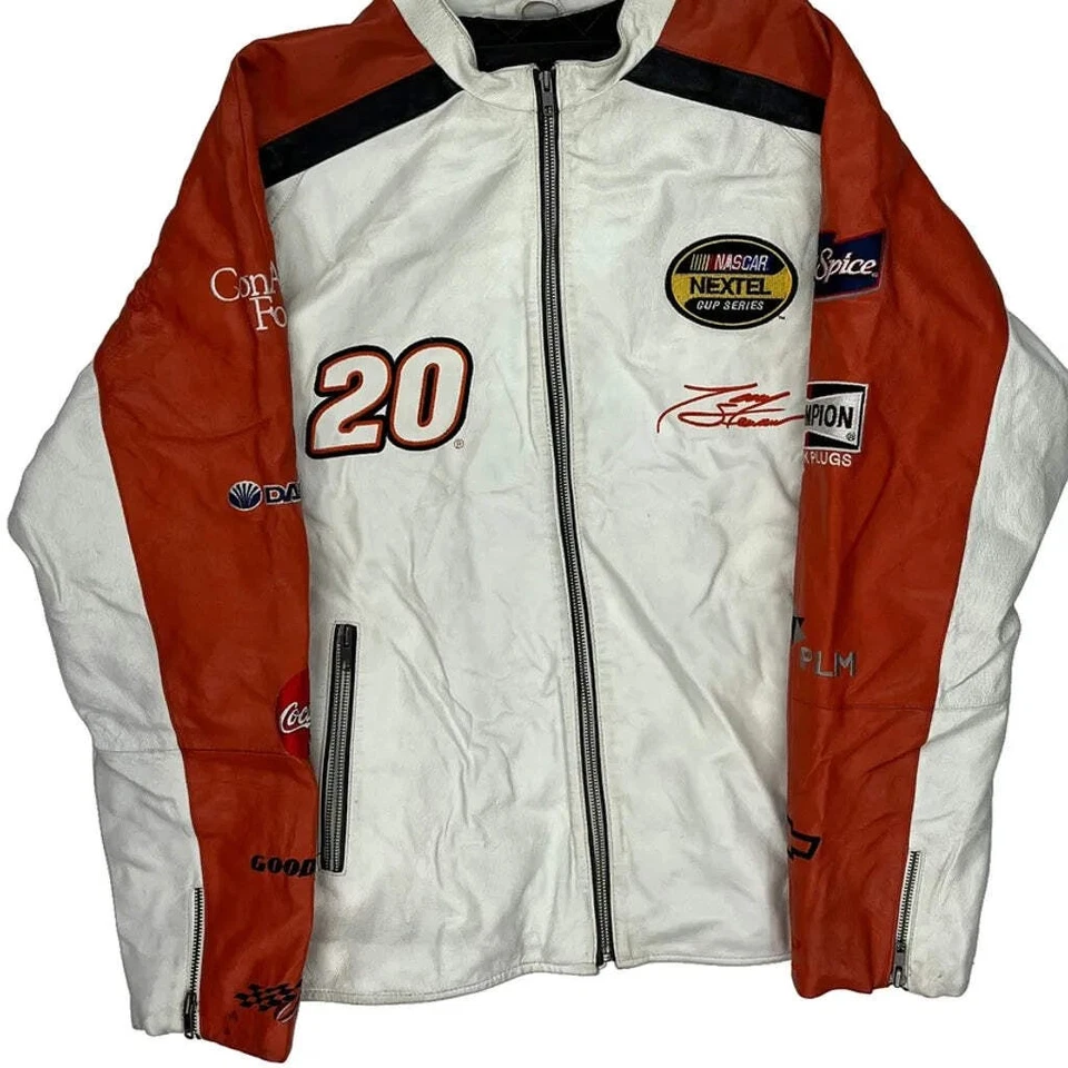 Chaqueta de Cuero Nextel Cup Series Chase Authentics Nascar - Cuero Naranja Mediano Foto 4 de 4