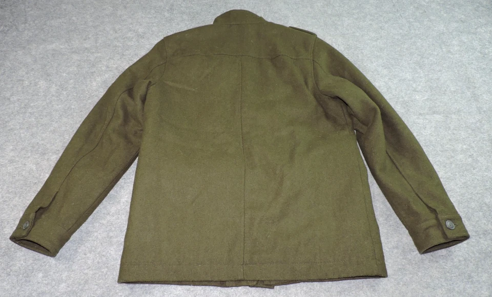 Old Navy Mens Large Military Pine Needles Wool Blend Zip Jacket Pleated Pocket - Image 3 of 4