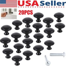 20 Pack Matte Black Round Cabinet Knobs Stainless Steel Kitchen Drawer Pulls