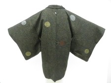 Japanese Vintage Haori Black Jacket Silk Gold Chrysanthemum Madein Japan eb-1342