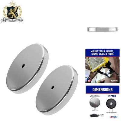 Heavy-Duty Ceramic Round Magnets - 95 lb Pull Strength, 2-Pack - Nickel-Plated