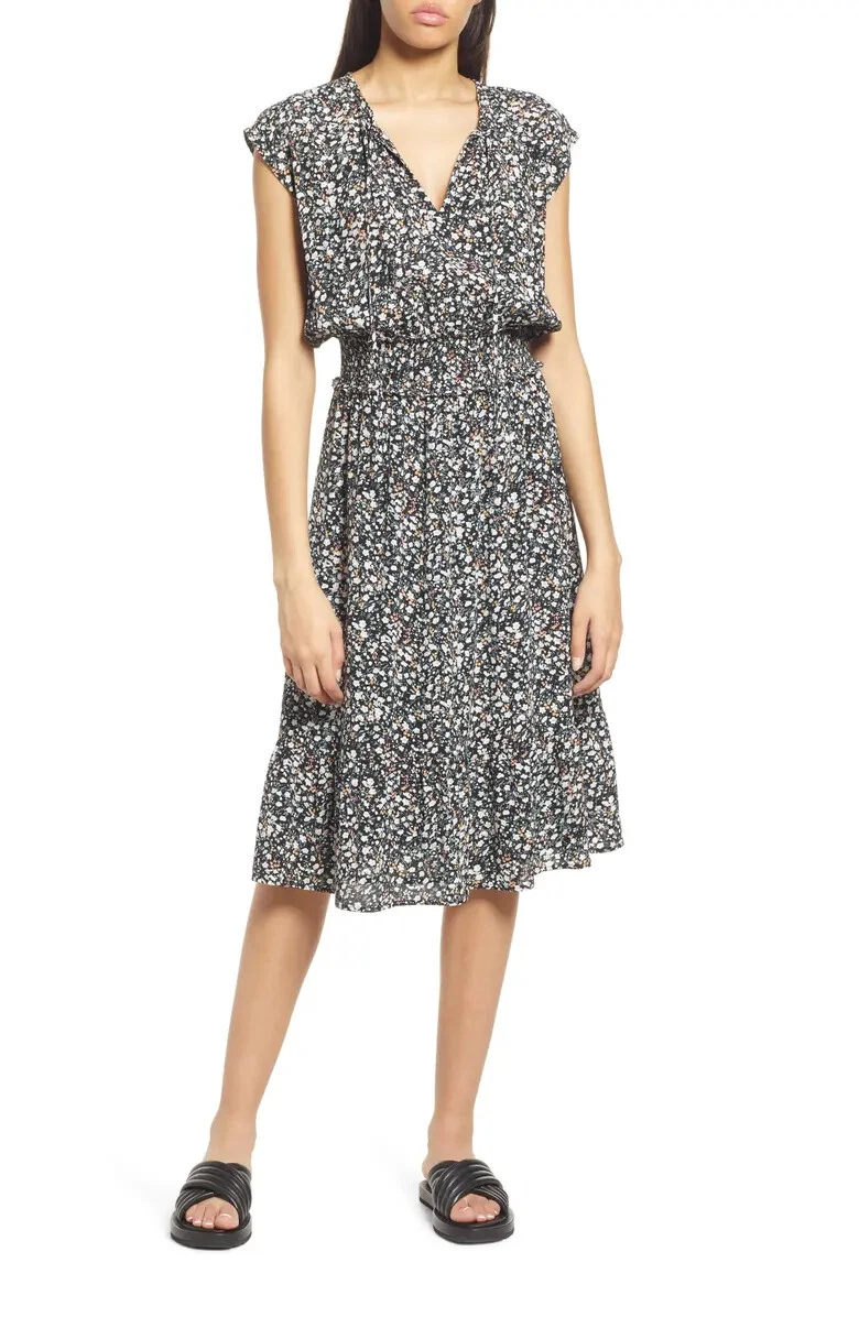 RAILS Ashlyn Smocked Waist Dress Black Ivy Size XS | eBay