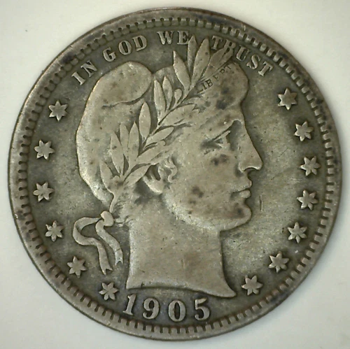 1905 Silver Barber Quarter VF Twenty Five Cents US Type Coin Very Fine 25c