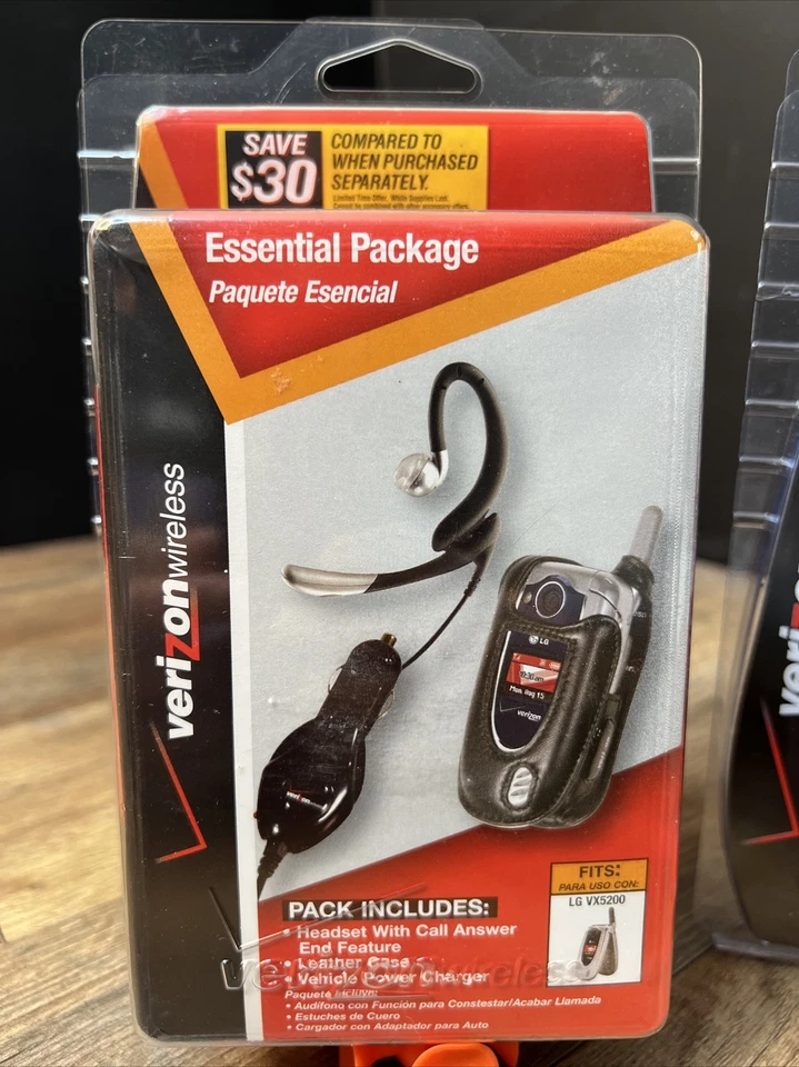LG VX5200 Auriculares Cargador de Coche Cuero Estuche para Teléfono Celular Paquete Esencial + Verizon Foto 2 de 4