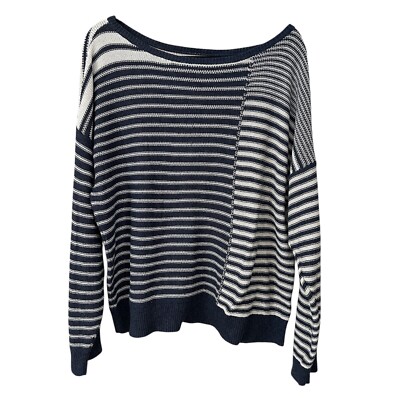 Chaps Damen Strickpullover blau weiß gestreift dünner Pullover Gr. XL Ralph Lauren