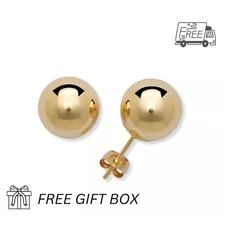 14K Yellow Gold Ball Push Back Earrings