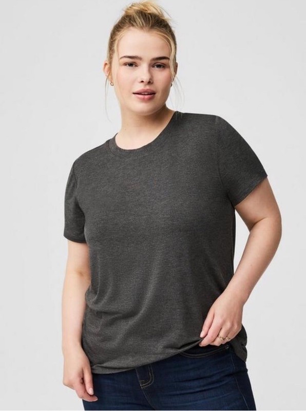 Torrid size 5X Perfect Super soft Cotton Crew Neck Sleeve T-shirt Charcoal Grey