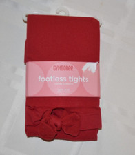Gymboree BON VOYAGE Red Footless Tights Bow Hem NWT Sz 8-10 yrs