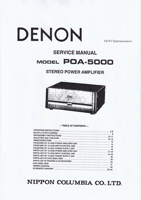 Service Manual-Anleitung für Denon POA-5000 