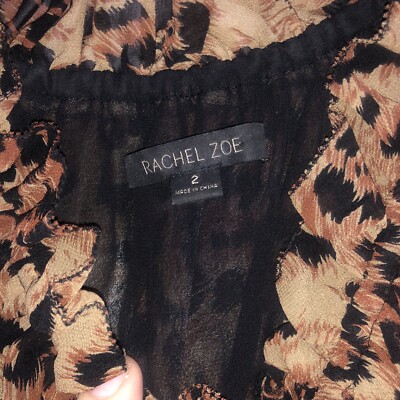 RACHEL ZOE LEOPARD MAXI DRESS OFF THE SHOULDER LONG SLEEVE SIZE 2 RUNS BIG!!!