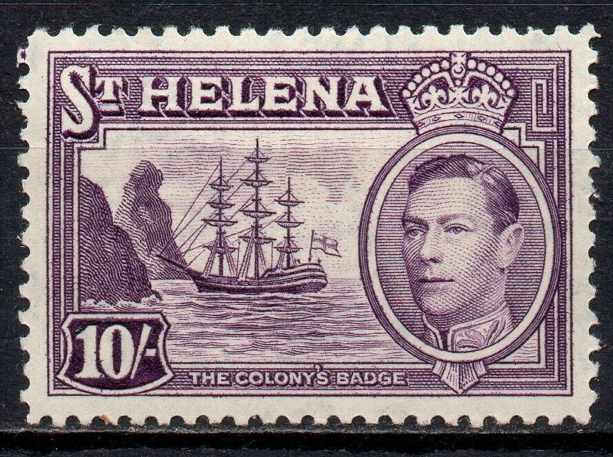 St Helena 1938 KGVI 10s purple SG 140 MM