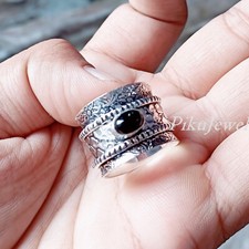 Black Onyx Oval Gemstone 925 Sterling Silver Spinner Ring Meditation Jewelry