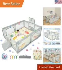 INFANS Extra-Large Baby Playpen 74 x 62 Inches with Activity Accessories