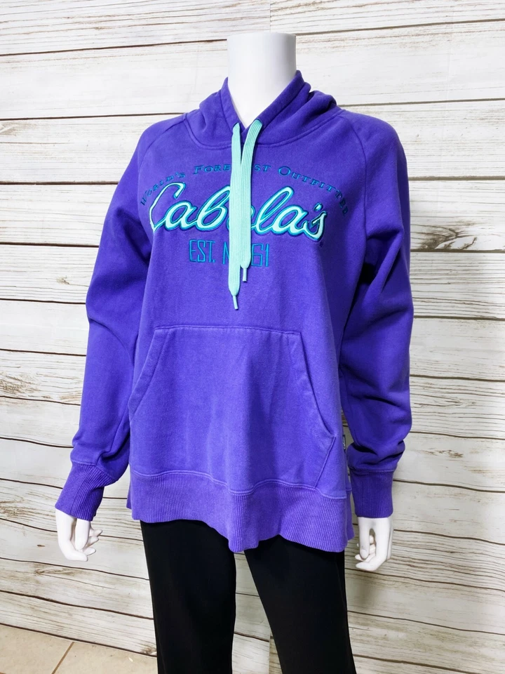 Cabela's Mujer Sudadera con Capucha Talla M Púrpura Canguro Bolsillo Manga Larga Mezcla de Algodón Foto 3 de 4