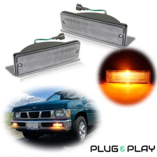 Clear Front Turn Signal Lights w/ Amber Bulb Kit For 1988-97 Nissan D21 Hardbody