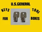 US GENERAL KEY CODES 0004-1035 SET OF 2 KEYS TUBULAR REPLACEMENT KEY FOR TOOLBOX