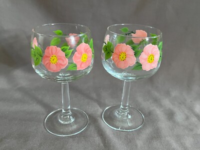 Vintage Franciscan Desert Rose Wine Glasses Goblets, 12 Oz - Main Image