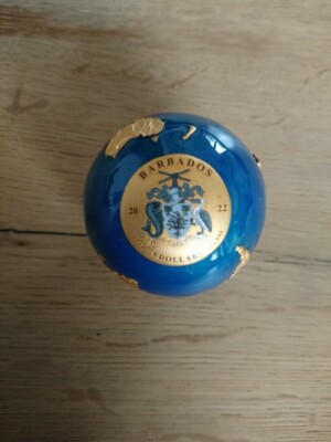 Barbados 2022 Blue Marble Endangered with 24K Gold Plating 5$ 3oz Silvercoin 